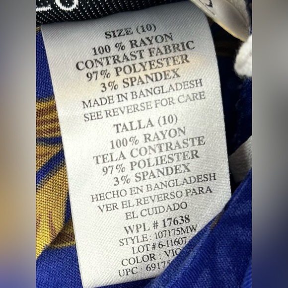 Vintage Lisa Jo Faux Vest Dress 10 Royal Blue Floral 80s 90s Modest Church Midi - Picture 4 of 6